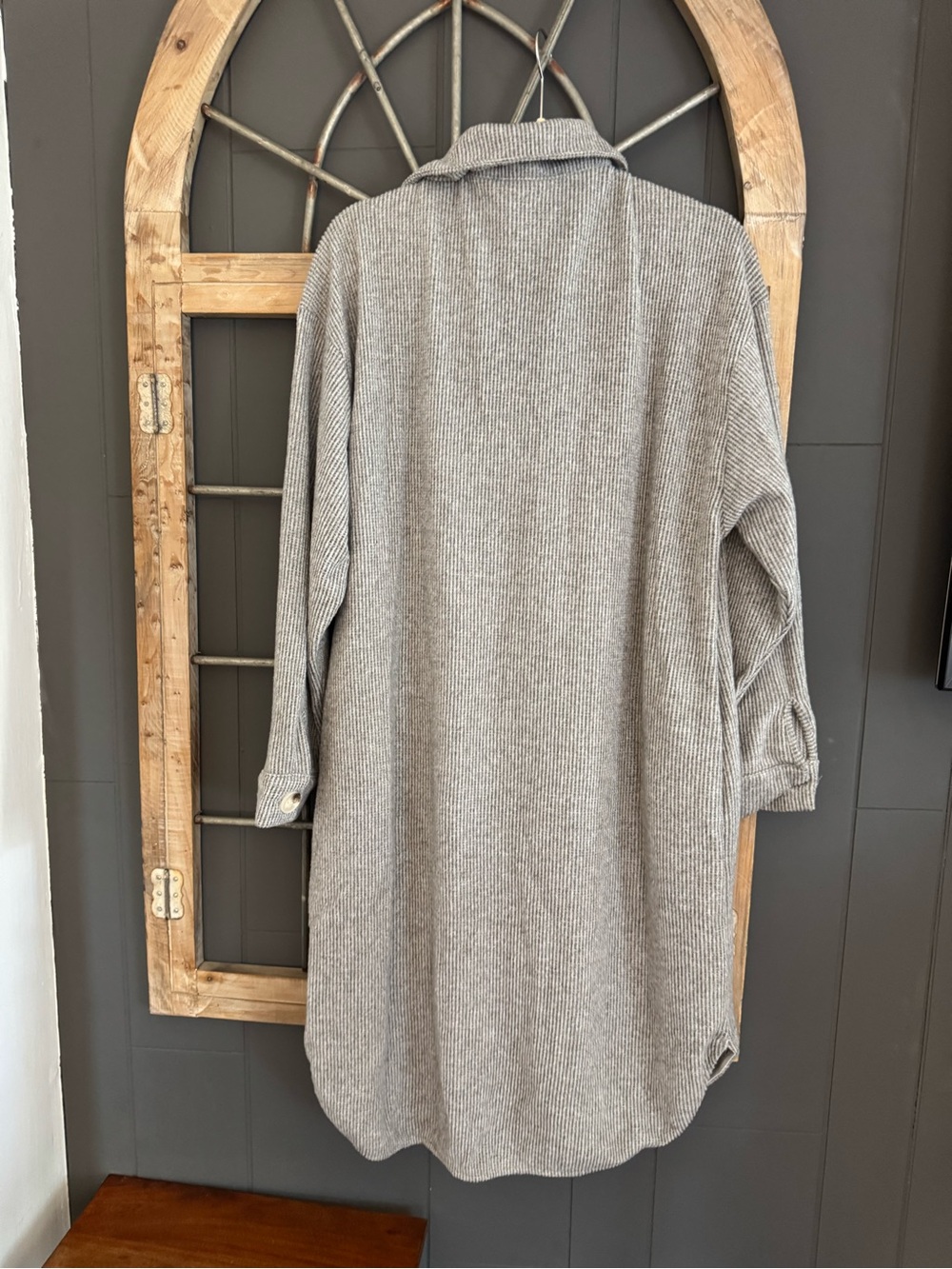 Timing Gray Ribbed Button-Front Trench Coat - Picture 3 of 3